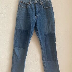 Levi's Blue Straight Jeans with Patchwork Design